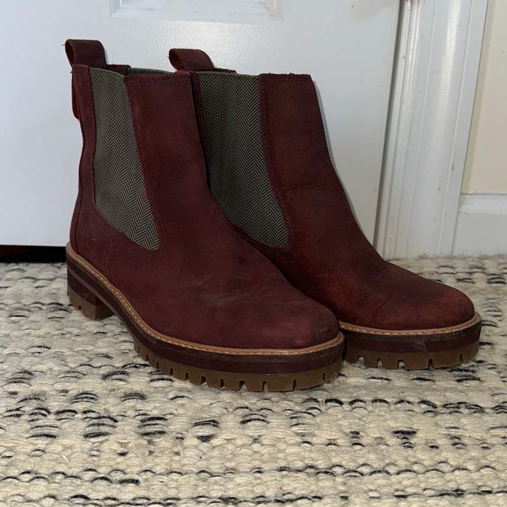 Timberland Women's Heeled Boots - Burgundy and Brown